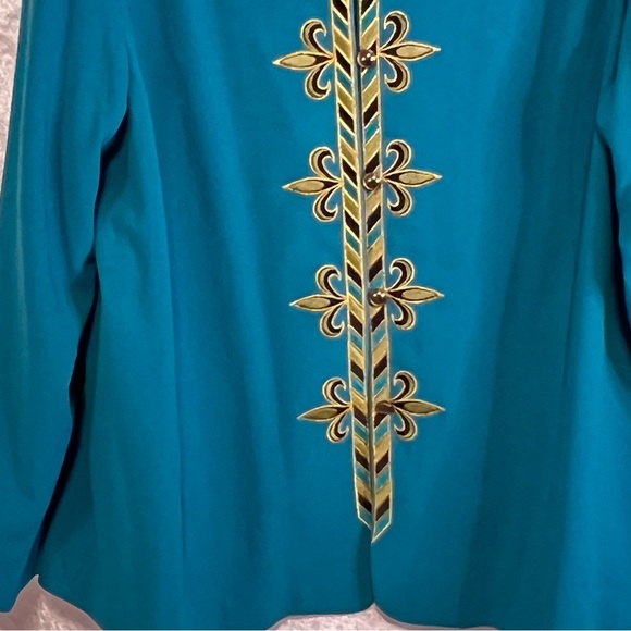 BOB MACKIE WEARABLE ART Jacket Womens Plus 1X Button Front Lined Turquoise Blue‎ - Picture 6 of 14